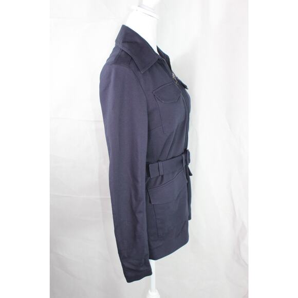 Victoria Victoria Beckham Dark Navy Utility Jacket Zip Closure Belted Size 4 - Picture 4 of 12